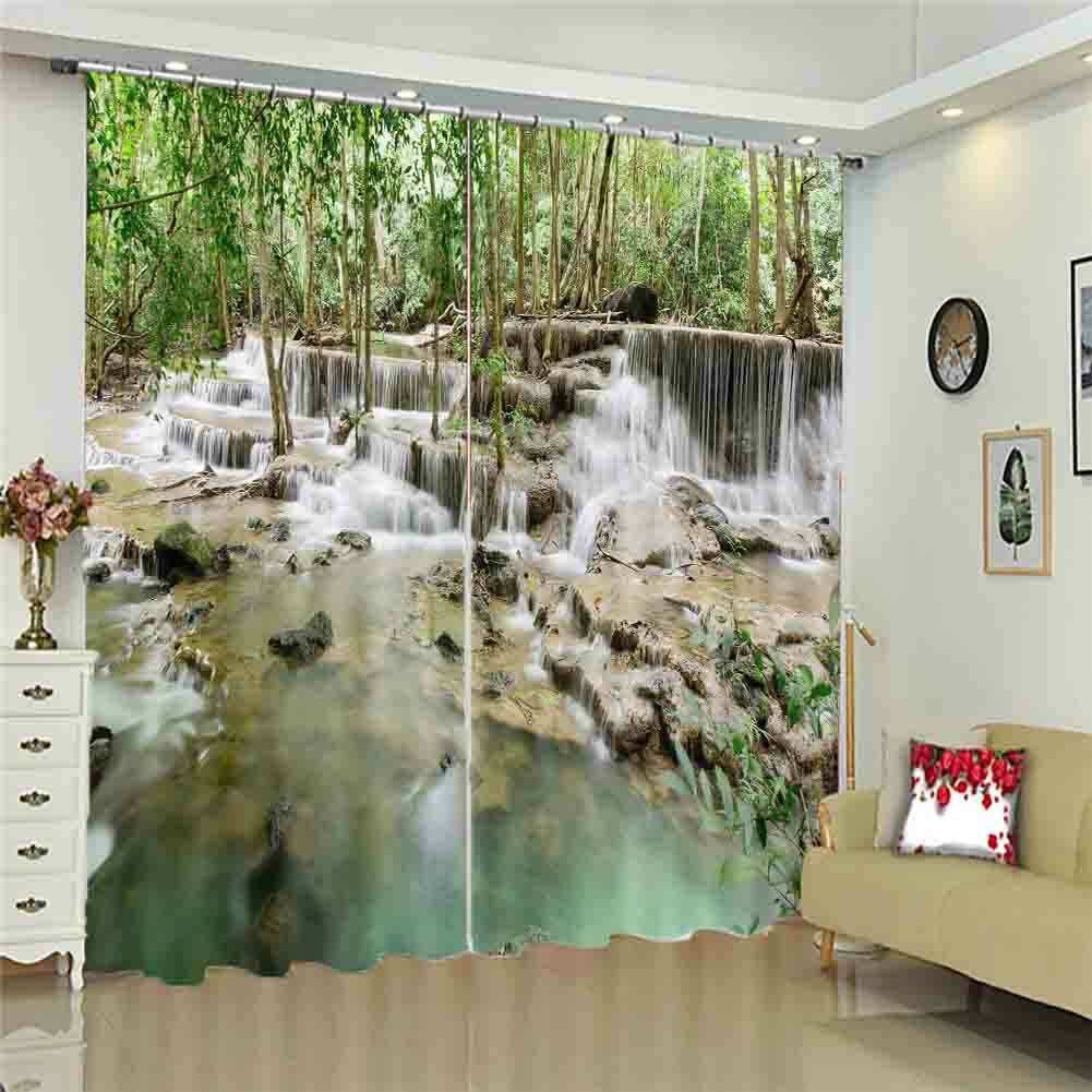 Fairy Waterfall Mist 3D Blockout Photo Print Curtain Fabric Curtains Window