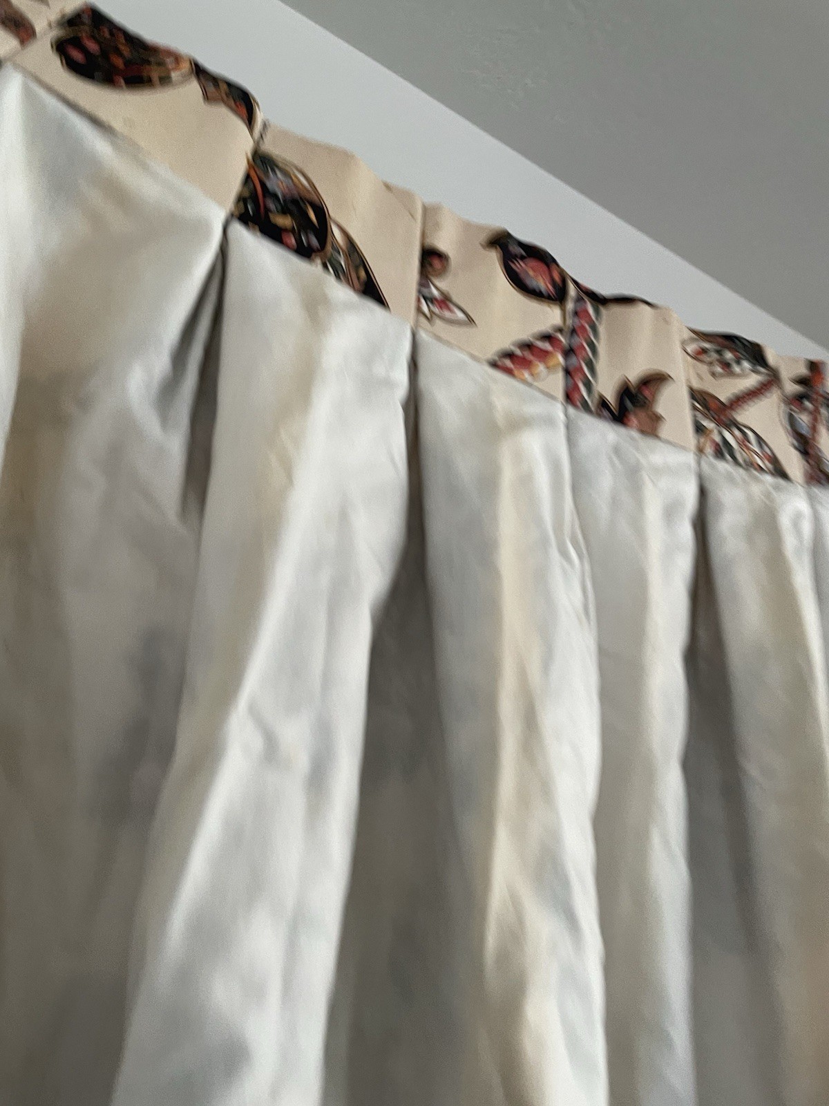 Custom Jacobean Floral Print Curtain Panels Lined Pinch Pleat 52”x82”
