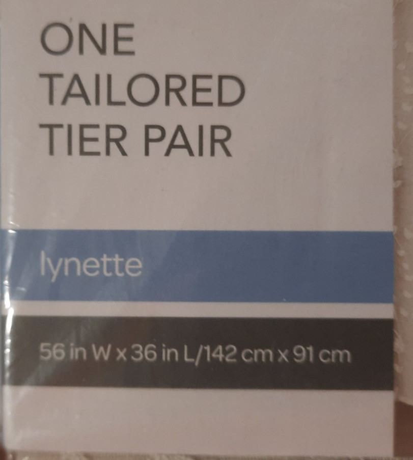 CURTAIN WORKS TAILORED TIER PAIR WINDOW HALF DRAPERY BEIGE 56 X 36 BRAND NEW