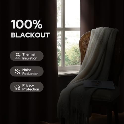 100% Linen Blackout Curtains for Bedroom, 52″W x 84″L (Pack of 2) Blush Pink