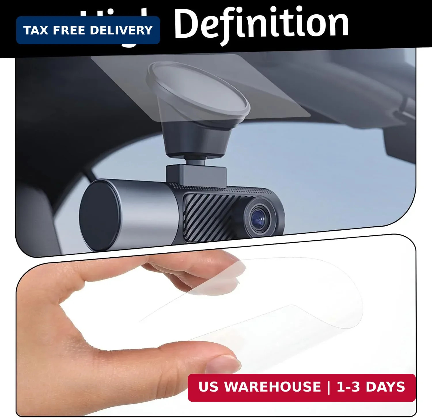 6 PCS Electrostatic Film for Dash Cam with 2 Sheets Double-Sided Adhesive Sticke