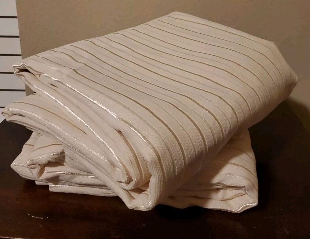 Croscill Home Curtain X 2 Panels Ivory Champaign Classic Stripe 44×85 Rod Pocket