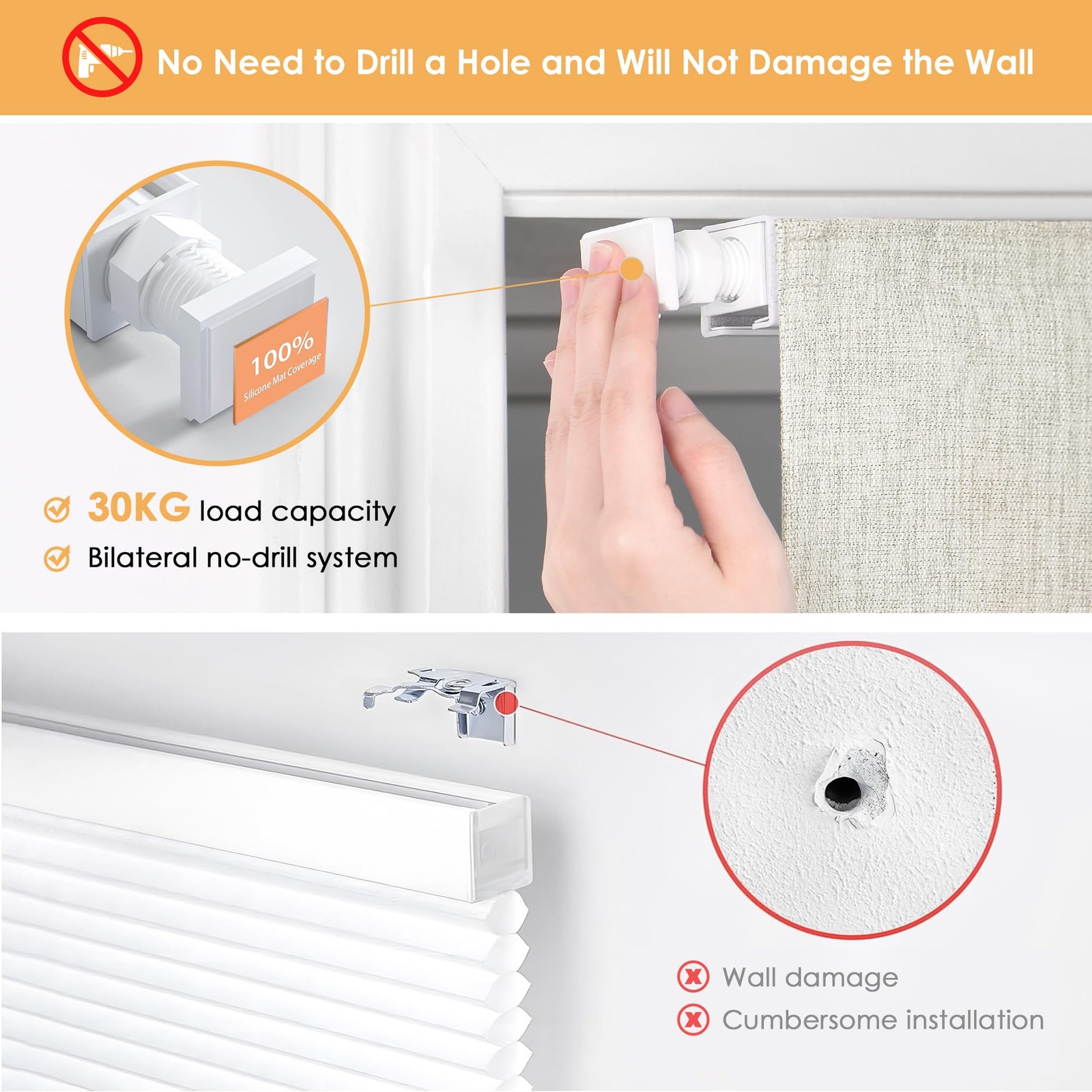 No Tools No Drill Cordless Roman Shades for Windows, Blackout Thermal Insulat…