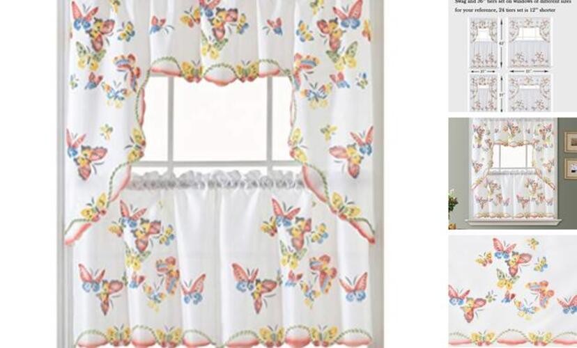 GOHD 3pcs Kitchen Curtain/Cafe Curtain Set, Farmhouse 58″W x 51″L (Pack of 1)