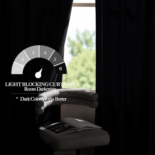 Black Velvet Blackout Curtains 96 52″W x 96″L (Pack of 2) Black Series – Black