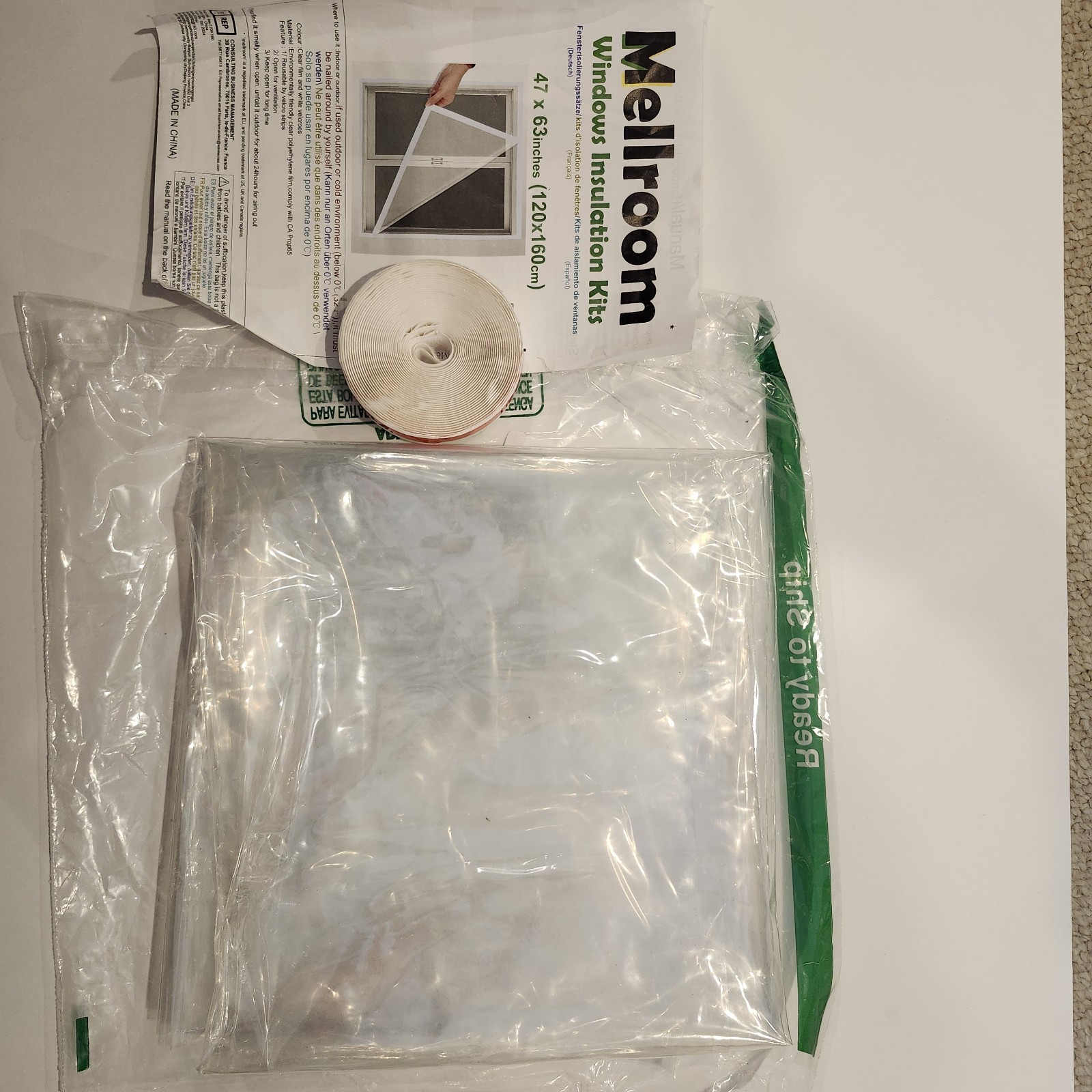 Adjustable Window Insulation Kit 47inX63in(120X160cm) for Winter Keep Cold Out