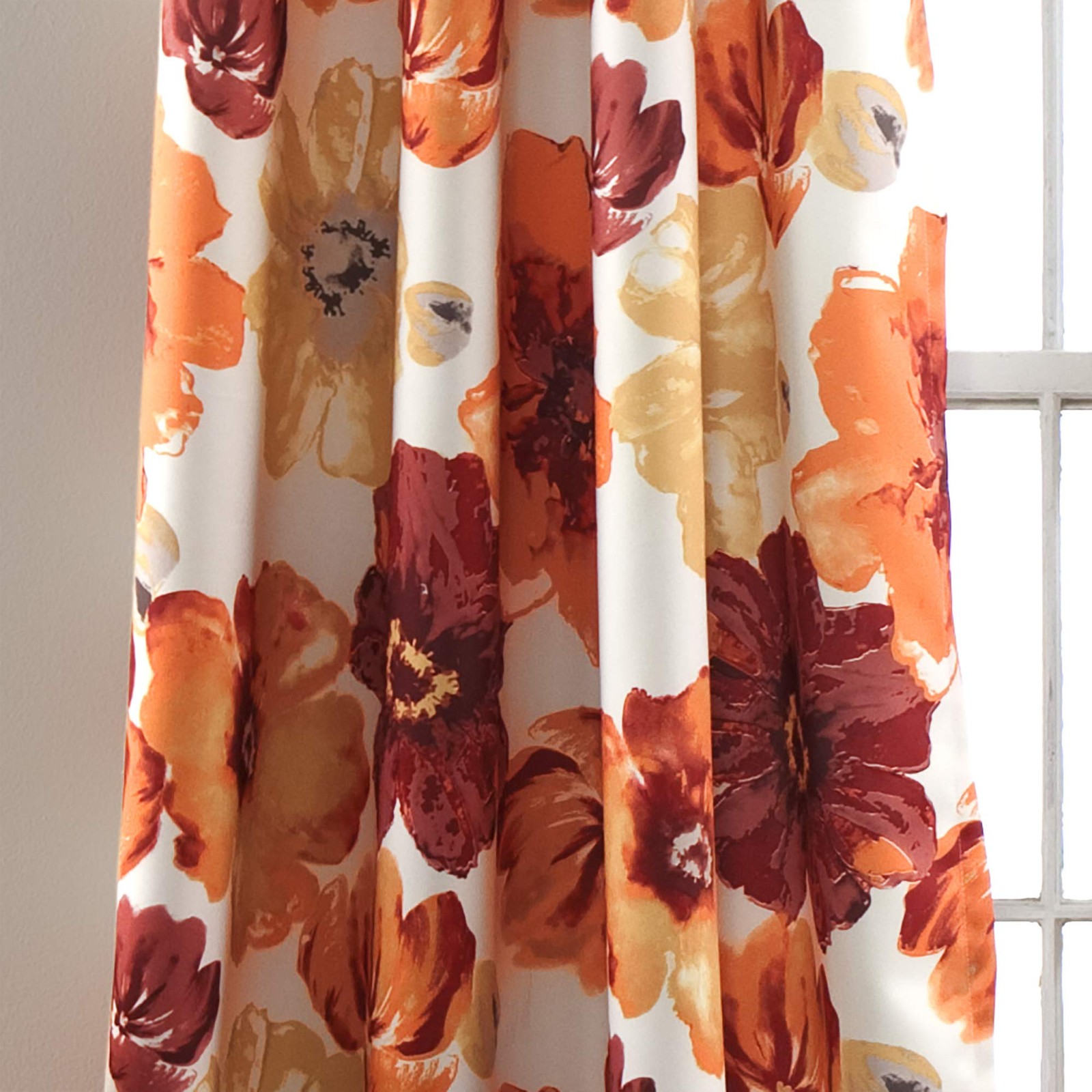 Leah Room Blackout Window Curtain, 213.4 x 132.1 cm, Red/Orange, Set of 2