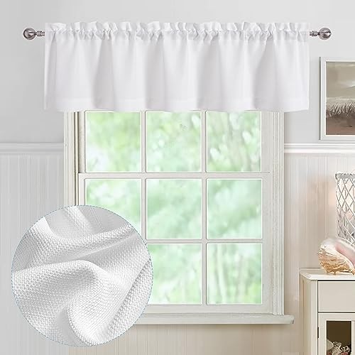 Valance for Windows, Light Filtering Faux Linen 60″W x 14″L (Pack of 1) White