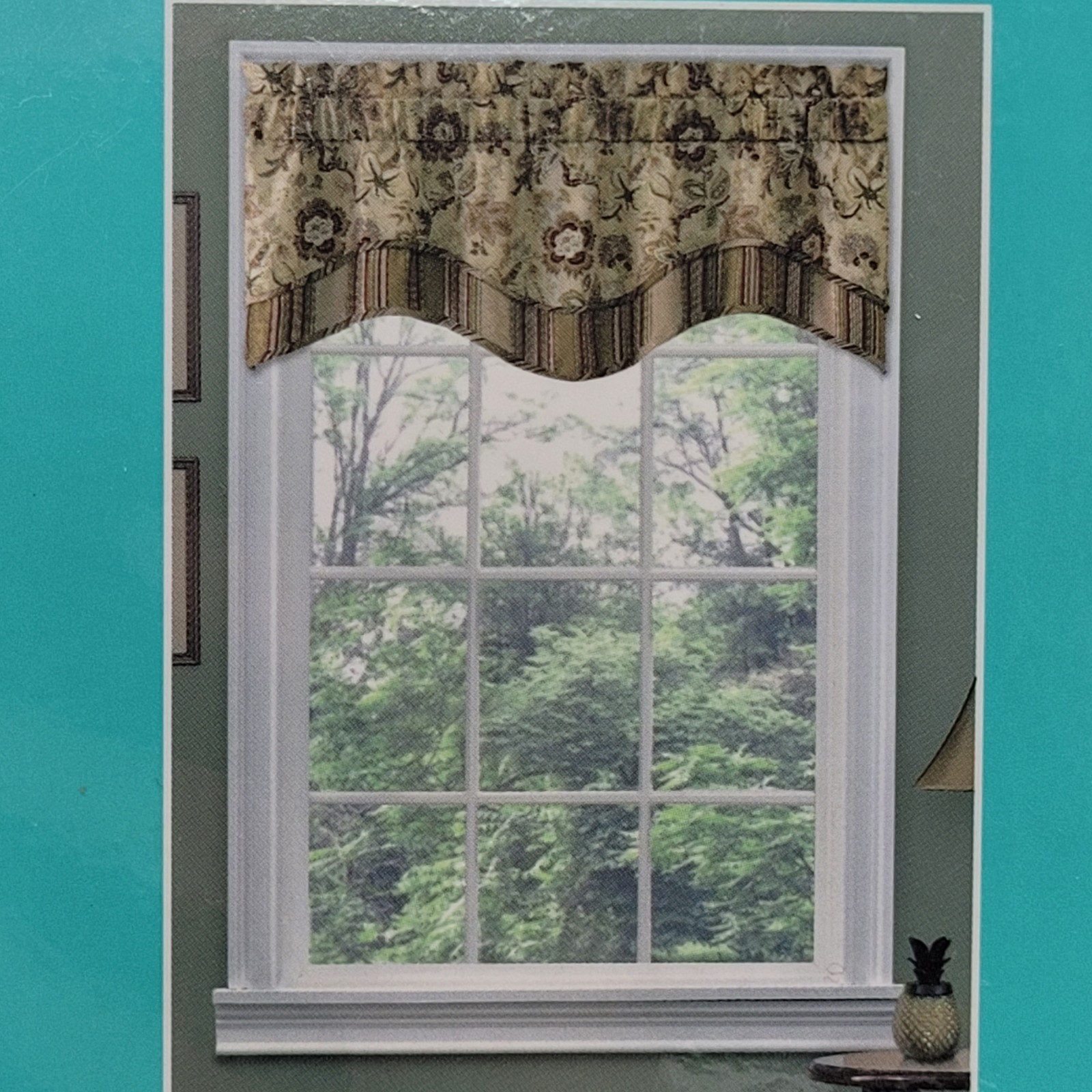 Traditions by Waverly Navarra Scallop Valance Traditional Style Floral 52×16 NEW
