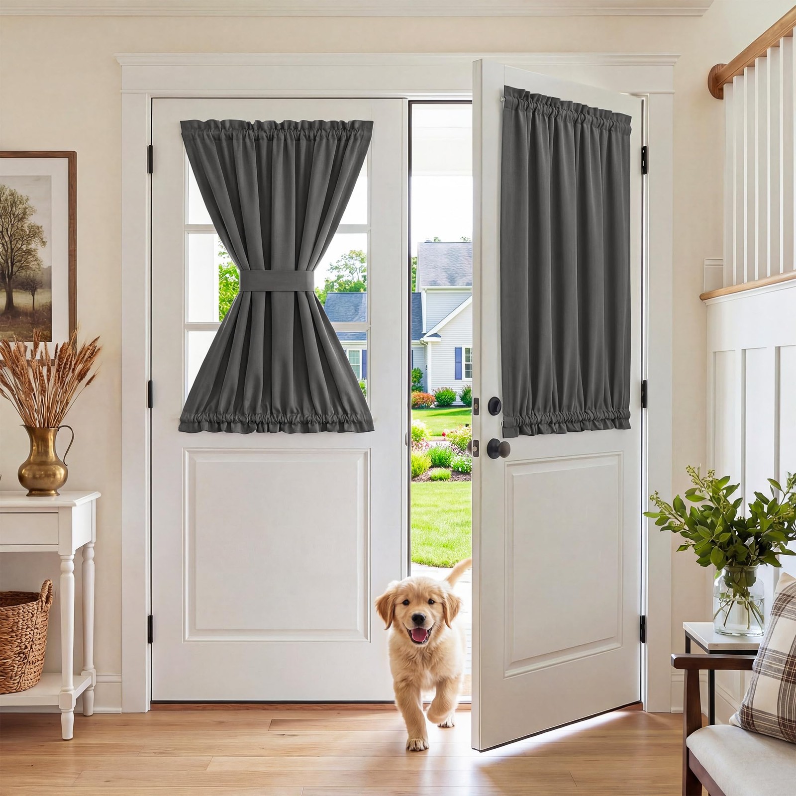 100% Blackout French Door Curtain for Door Window with Dual Rod Pocket No Coa…