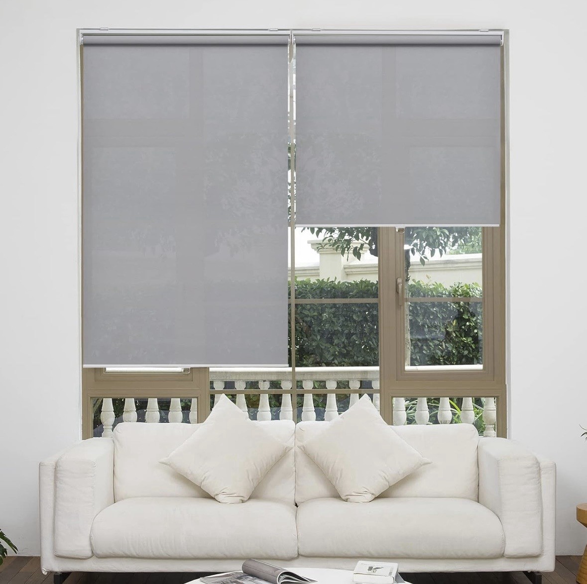 Cordless Roller Shades Light Filtering with 5% Openness 30″ W x 72″ H (Grey)