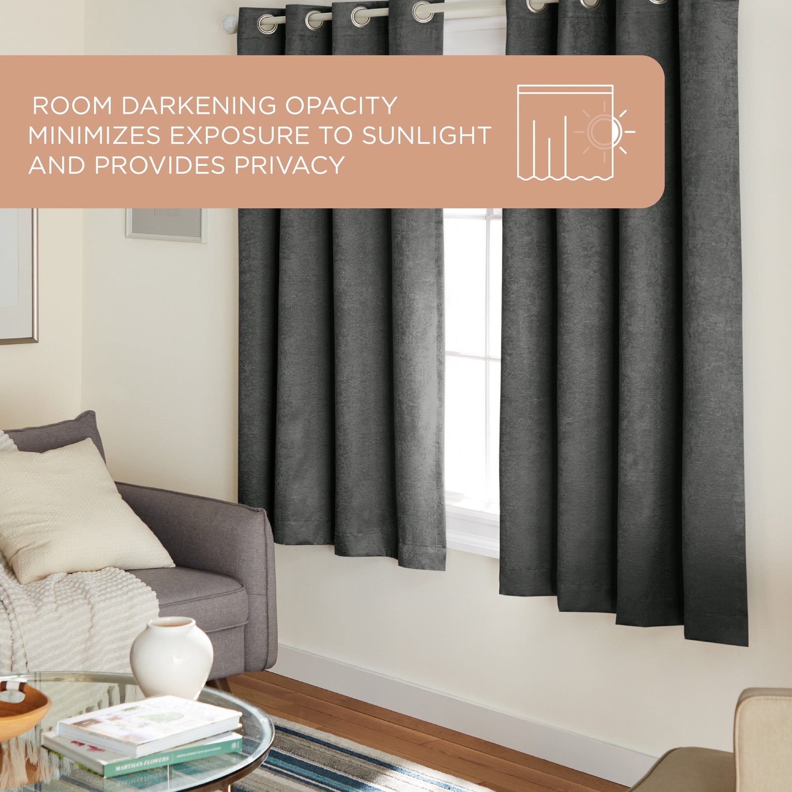 EVERYDAY Lustre Solid Heavyweight Textured Sateen Indoor Curtains Room Darkening