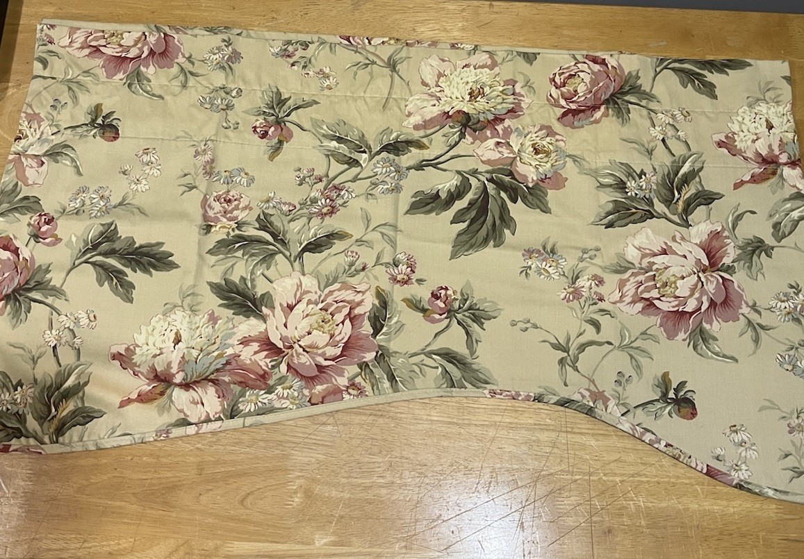 Waverly Home Forever Yours Valance Tan Pink Peonies Shabby Cottagecore 77×21″