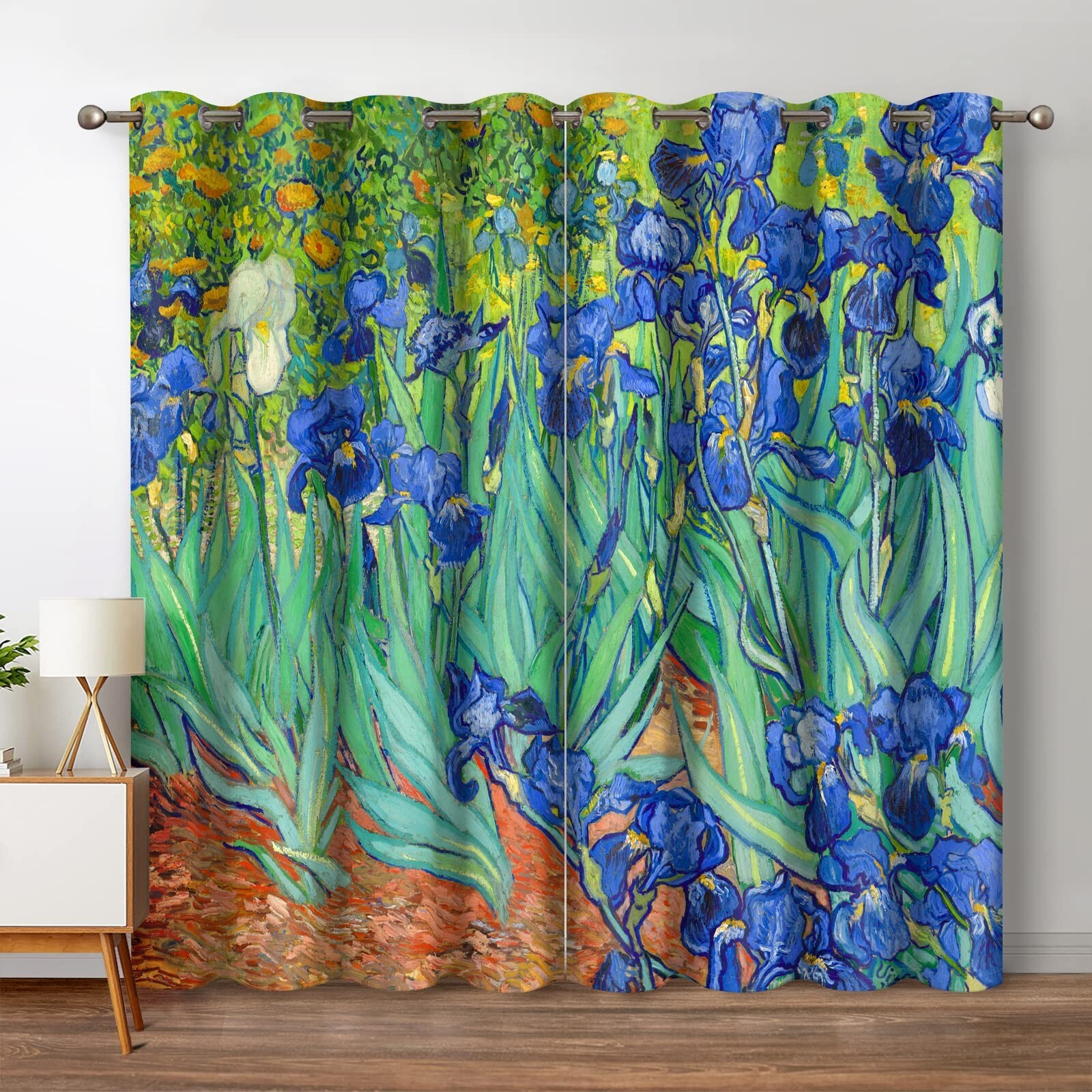 Jekeno Vincent Van Gogh Irises Blackout Curtains Blue and Purple Iris Flowers…