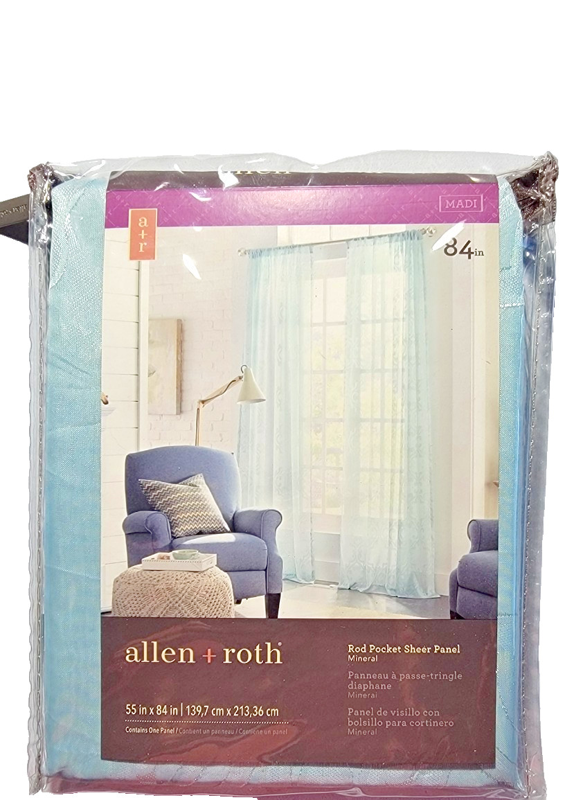 Allen + Roth 84-in Mineral Polyester Sheer Rod Pocket Single Curtain Panel