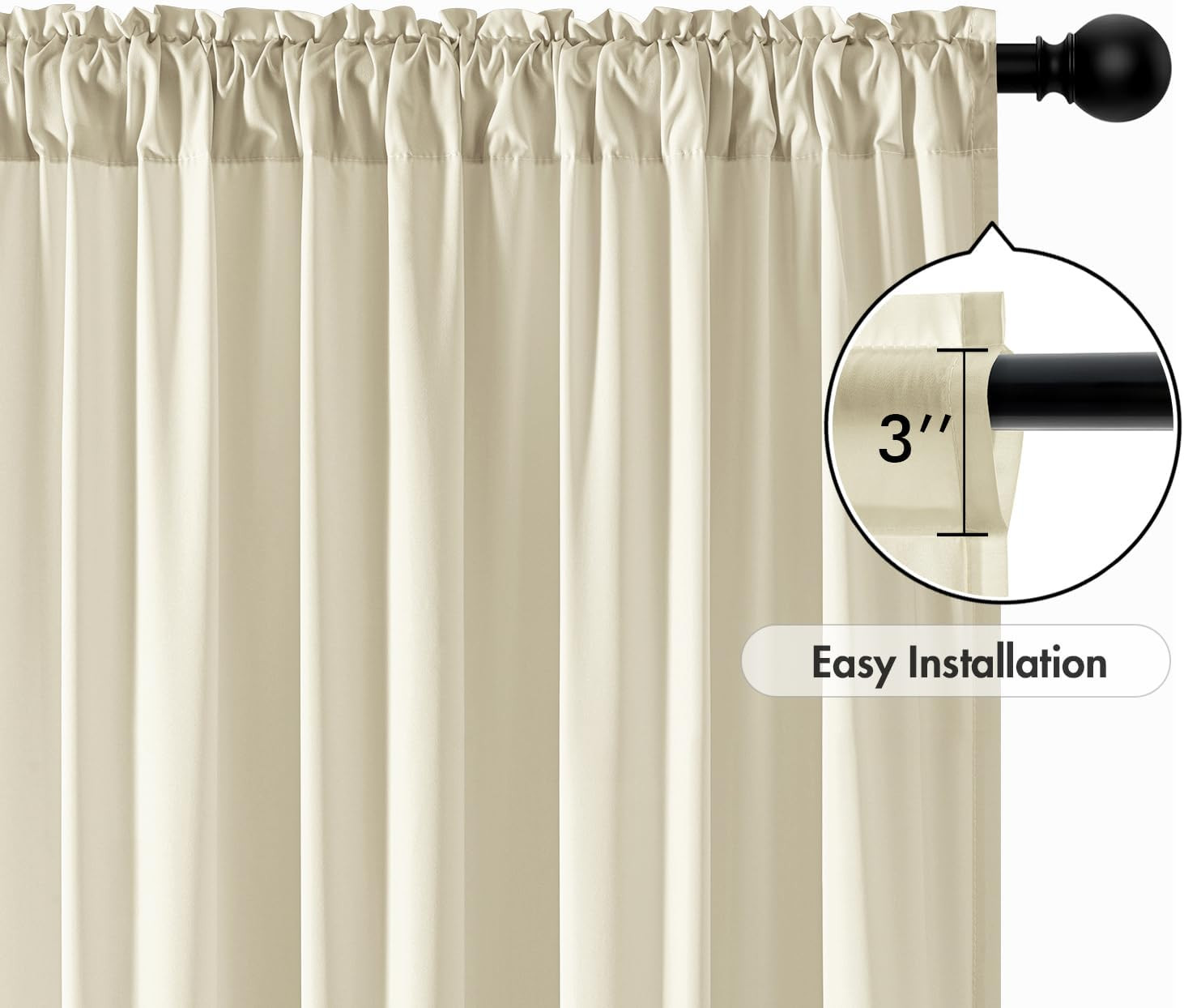 MIULEE Cream Beige Privacy Sheer Curtains That Let Light in 63 Inches Long Non-S