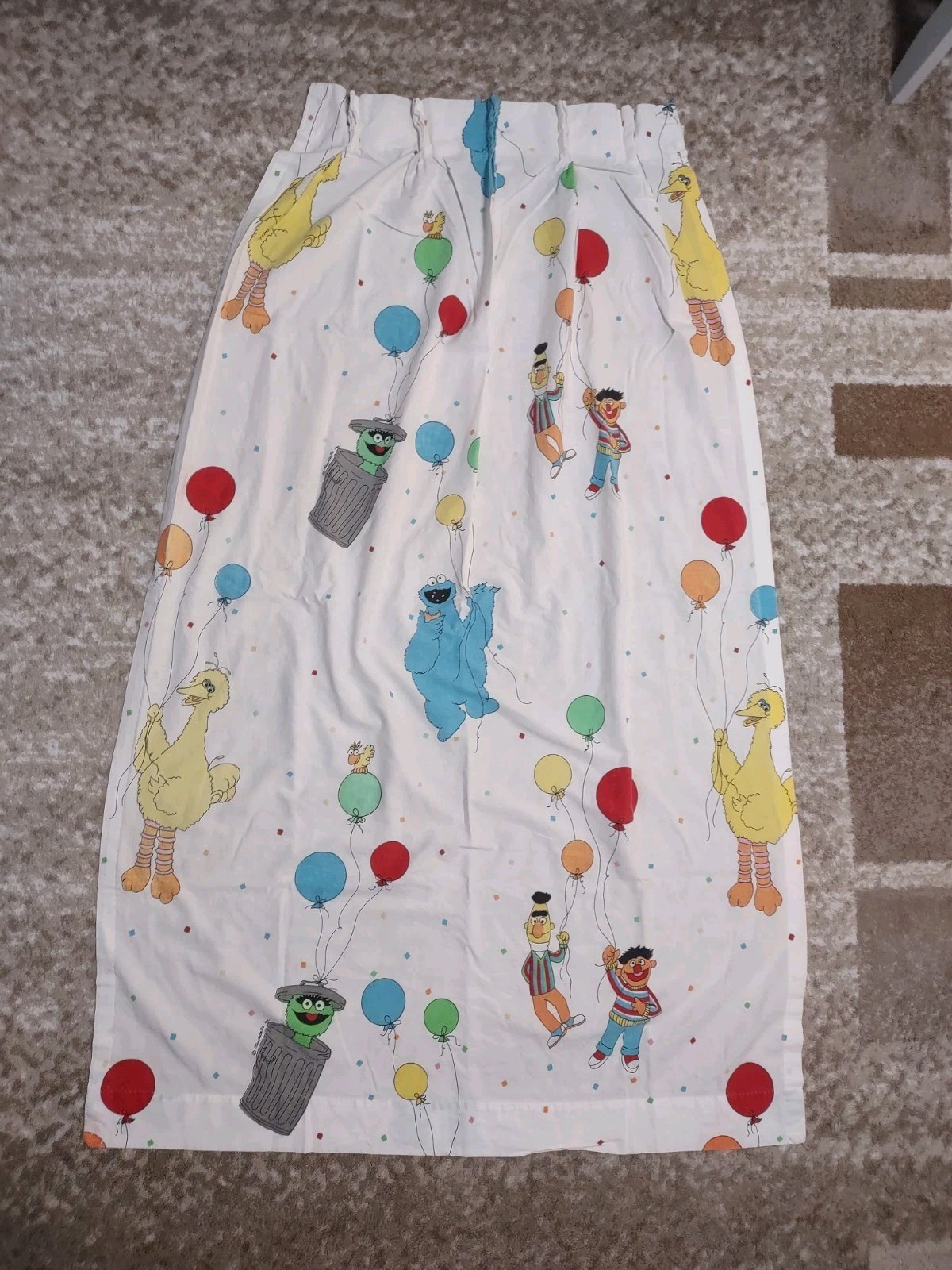 Vintage Weighted 90’s Sesame Street Curtain Panel Oscar Ernie Bert 62cm x 157cm