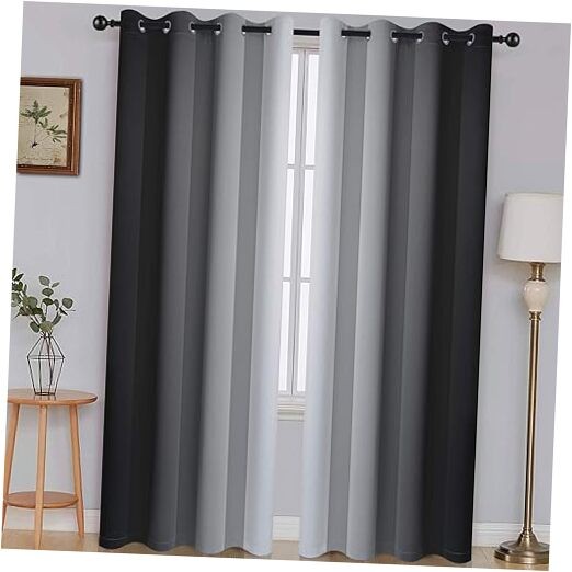 Ombre Room Darkening Curtains for Bedroom, 52″W x 90″L (Pack of 2) Black