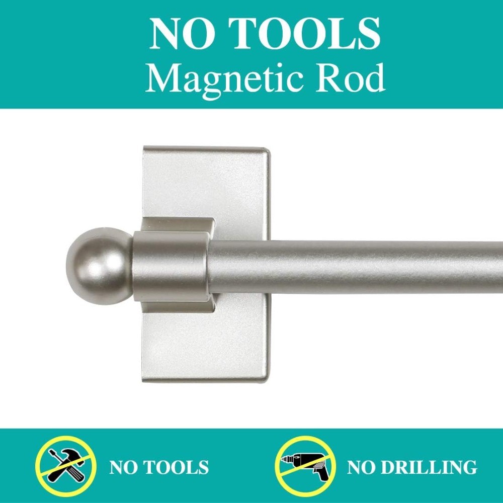 2 Pack Magnetic Curtain Rods for Metal Doors with Adjustable Length,Extends