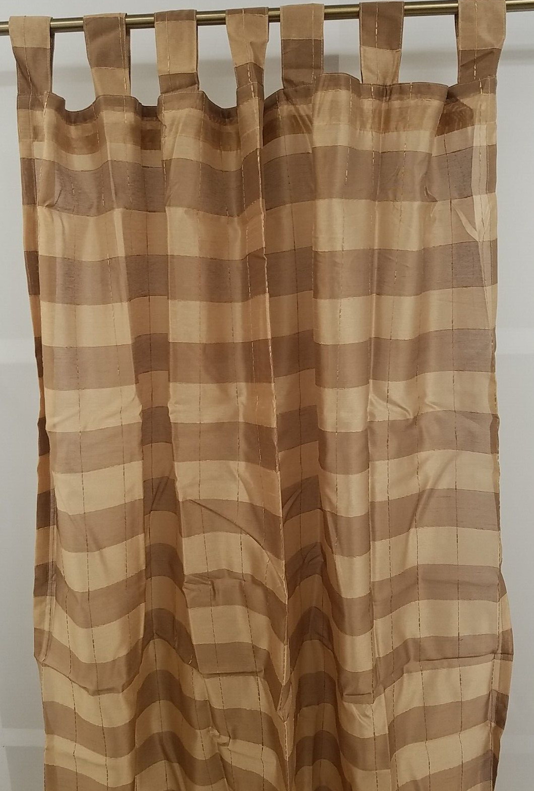2PC NEW VINTAGE Joelle Embroidered Squared Tab Top Window Curtain Panel 52×63