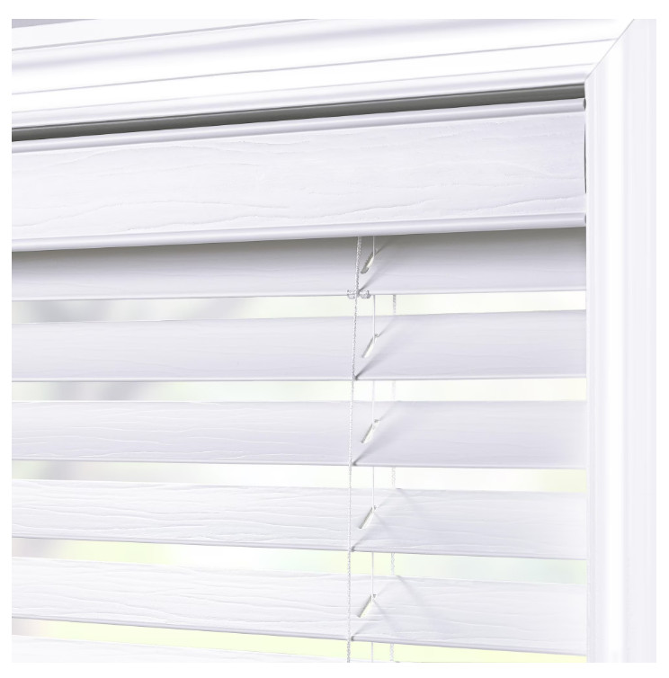 2 Pack Cordless Faux Wood Blinds White 23×48 2in Horizontal Window Shades