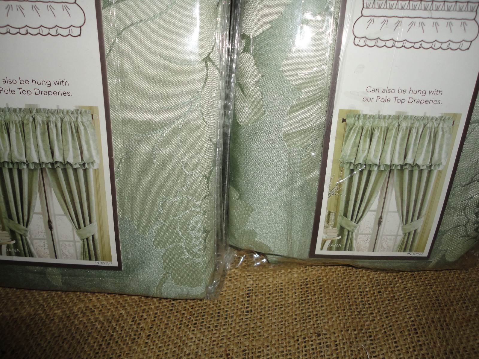 CROSCILL DANA JACQUARD LAYERED SCALLOPED VALANCE LIGHT SAGE GREEN 52 X 16 NEW