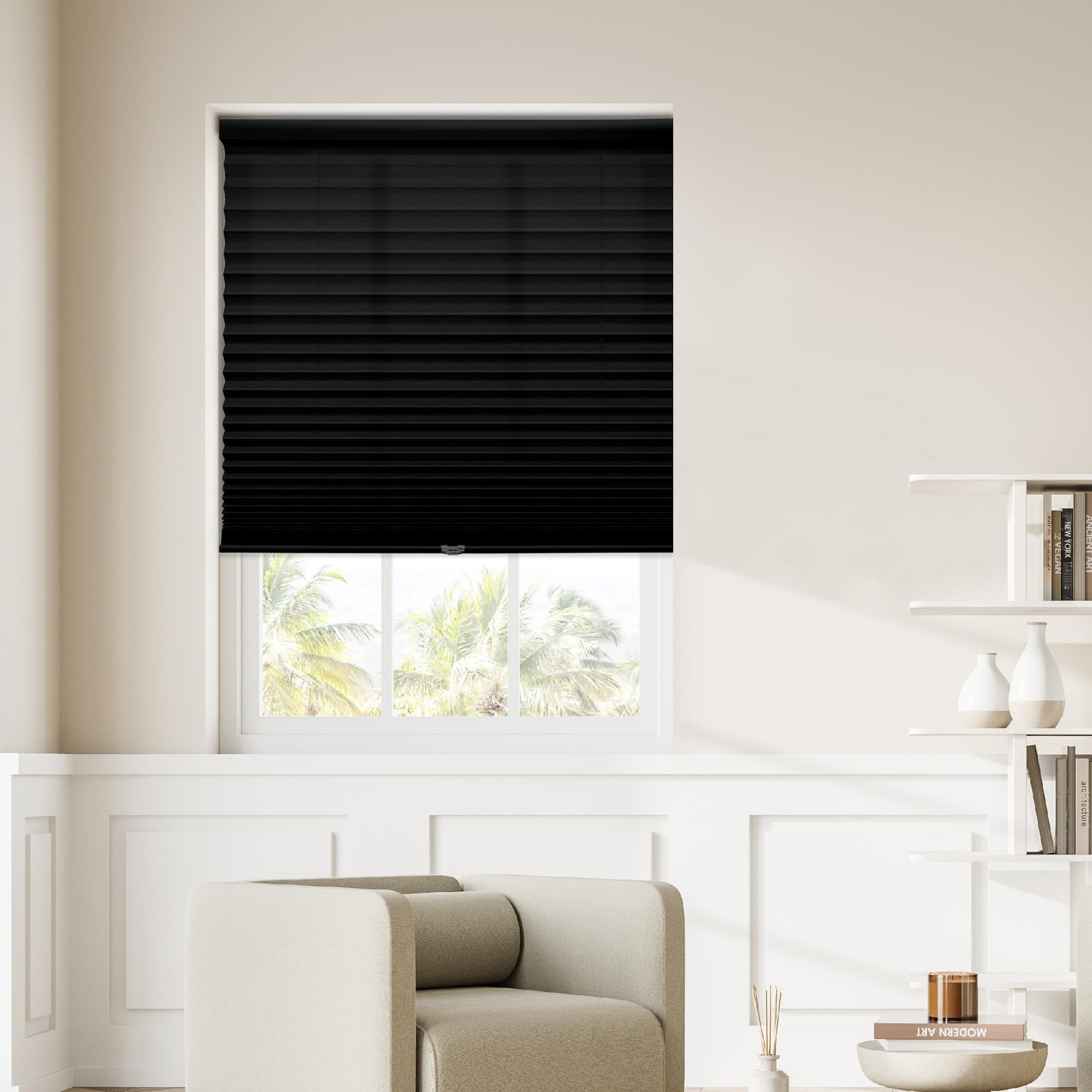 Dez Furnishings Cordless 1 Signature Light Filtering Pleated Fabric Shade 48 W