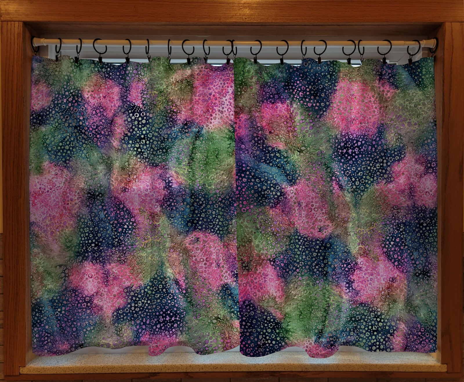 Batik Tie Dye Ring Top Valances or Curtains