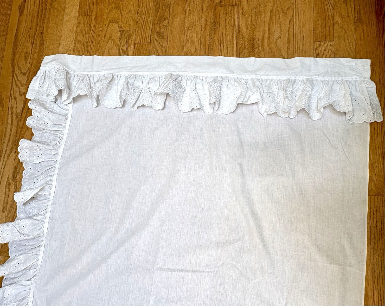 Set of 2 White Eyelet Lace Ruffle Curtain Drape Panels 42″ W x45″L Shabby Chic