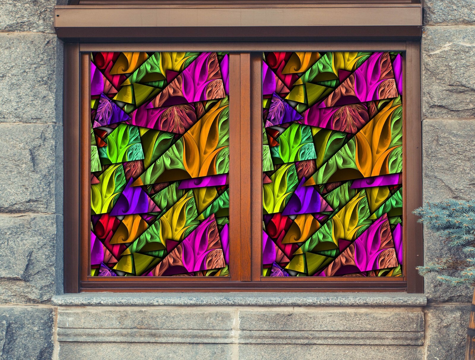 3D Purple Texture O238 Window Film Print Sticker Cling Stained Glass UV Block Fa