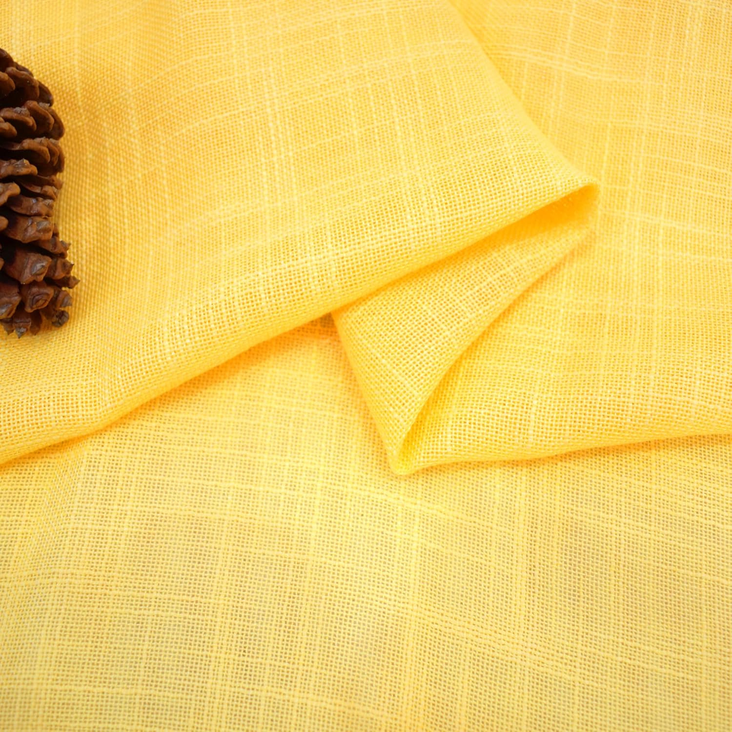 Yellow Valance for Windows 16 Inch Sheer Linen Textured Short Small Mini Curtain