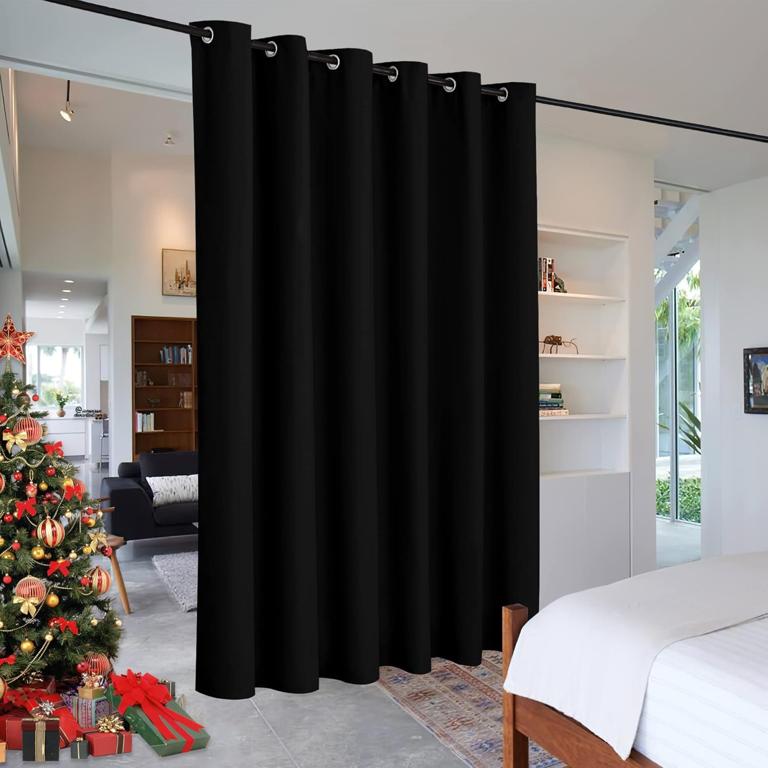 Extra Wide Soundproof Curtains for Room Divider, 120×84 Inches, Black