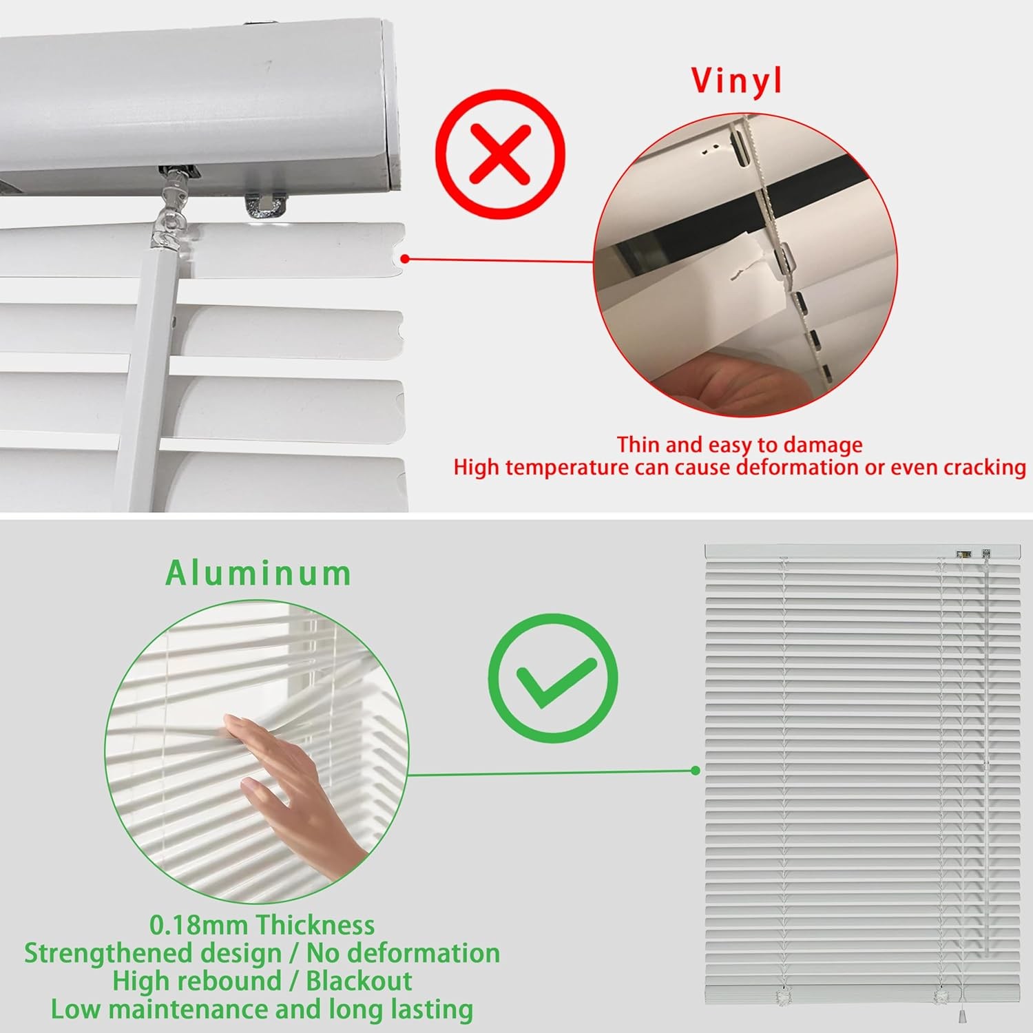 YIIBAII Mini Blinds Suitable for 20″ W x 64″ H Windows 1″ 20″W x 64″H, White