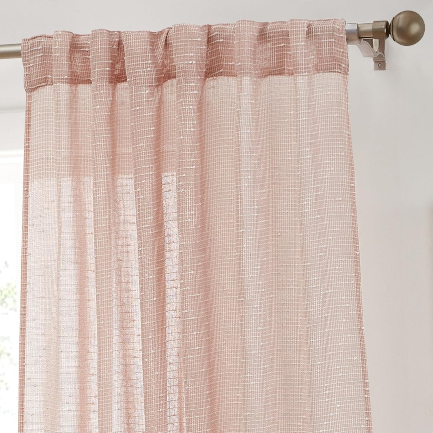 Sheer Light Filtering Transparent Back Tab Pocket Lightweight Window Curtains