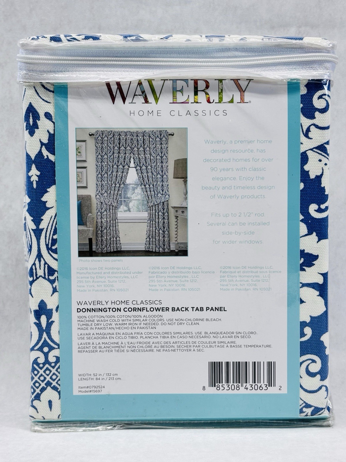 Waverly Donnington Cornflower Back Tab Panel 52×84 Blue White New