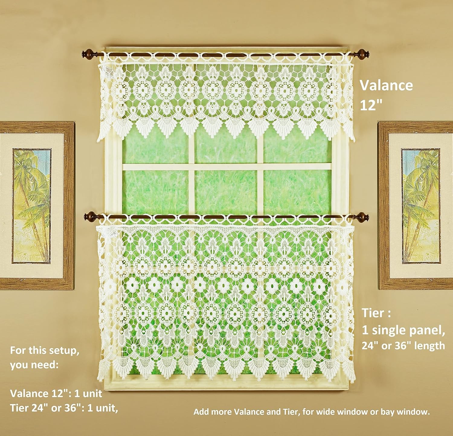 Medallion Macramé Tier 24″,Ecru, 35W x 24L