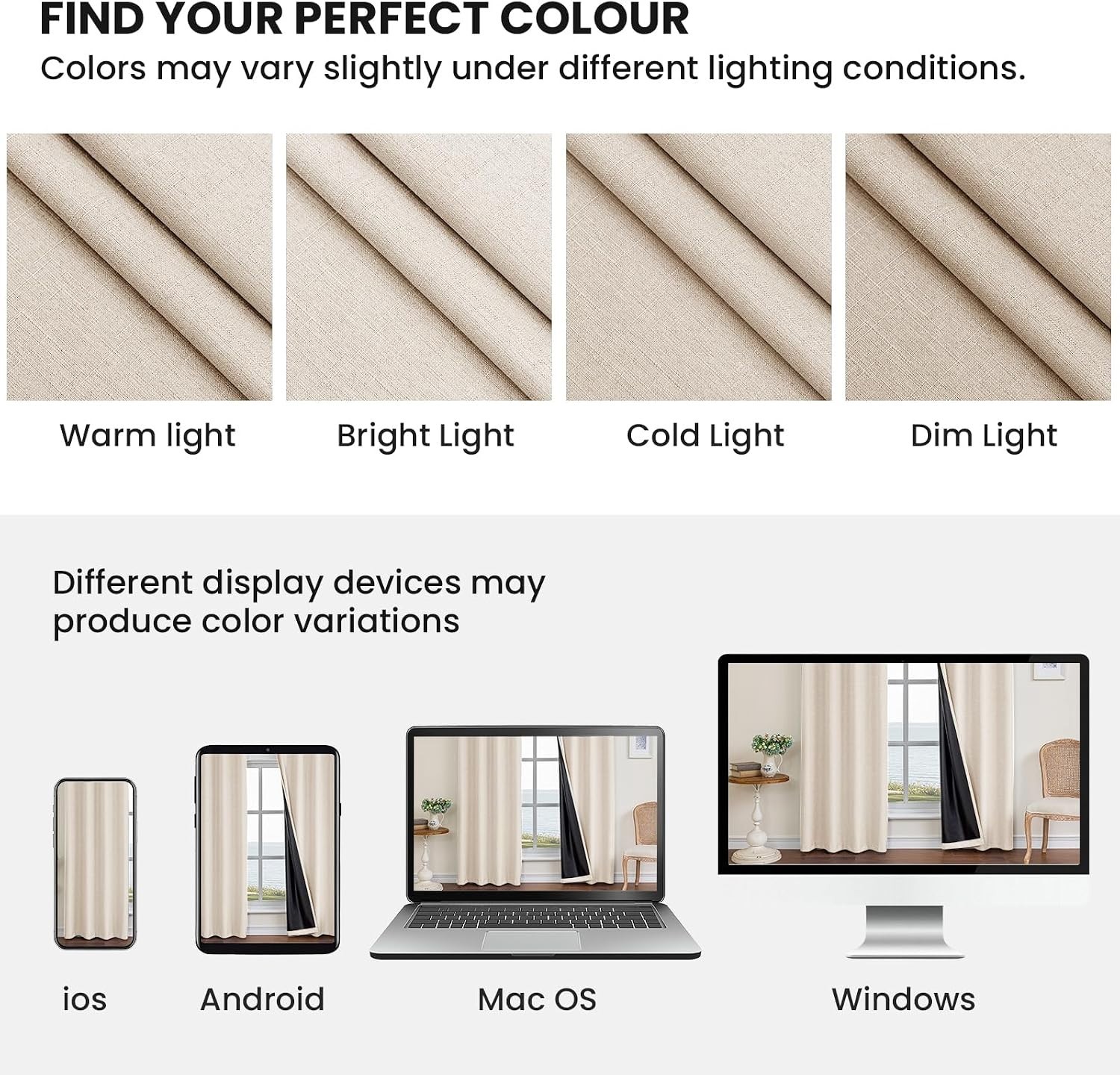 Room-Darkening Faux Linen Curtains, 108″ Long – Perfect for Bedrooms & Offices