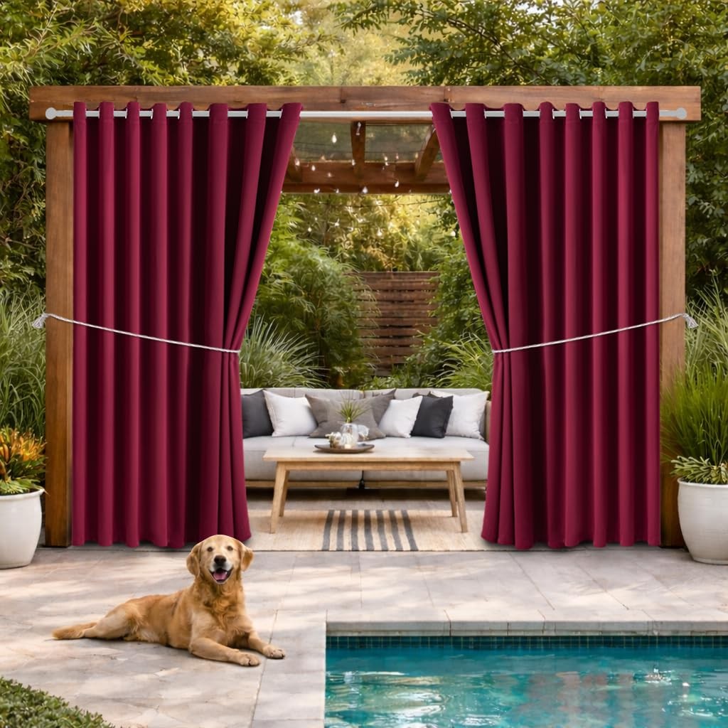 Waterproof Outdoor Curtain W105 x L84 – Grommet Top Sunlight Blocking Window …