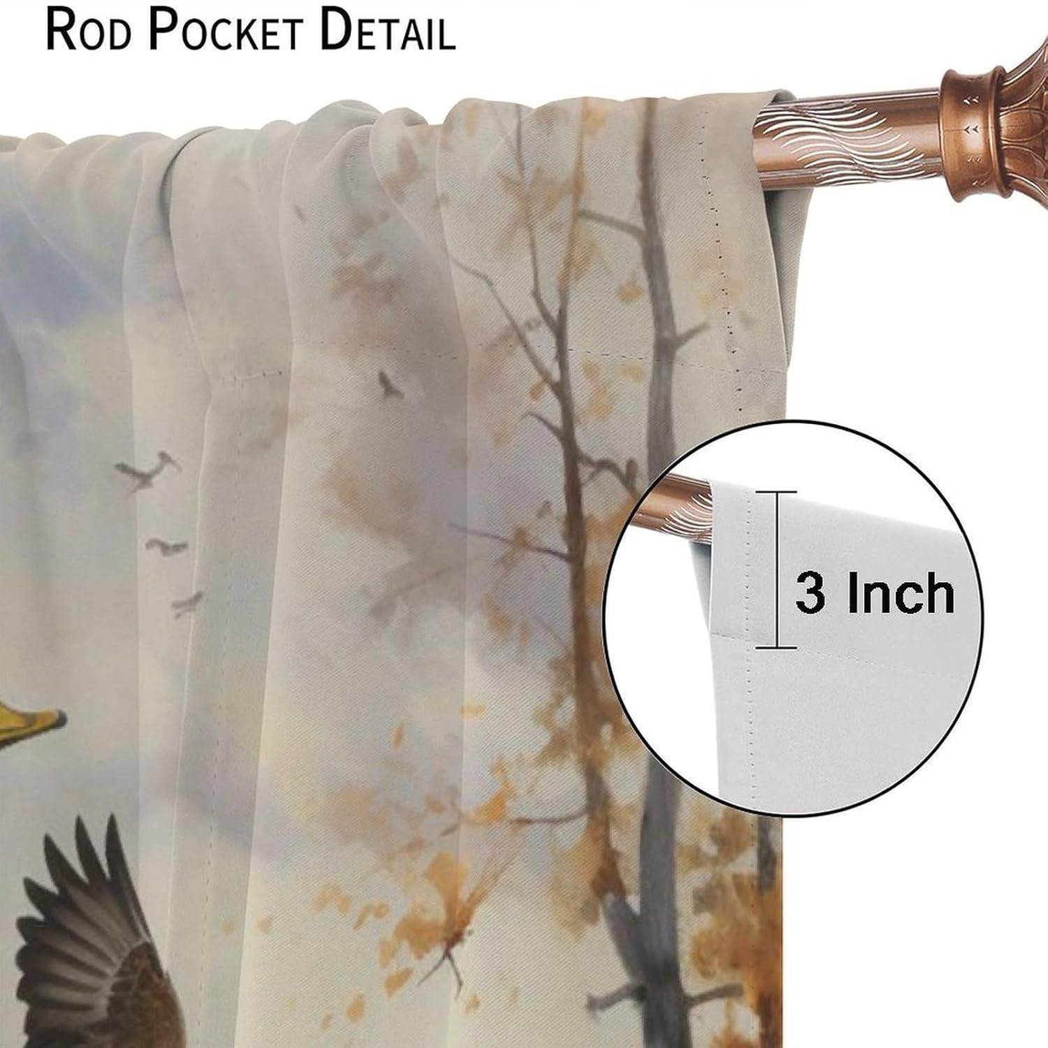 Vintage Mallard Duck Curtains for Bedroom,Country Nature Rustic Oil Painting Fal