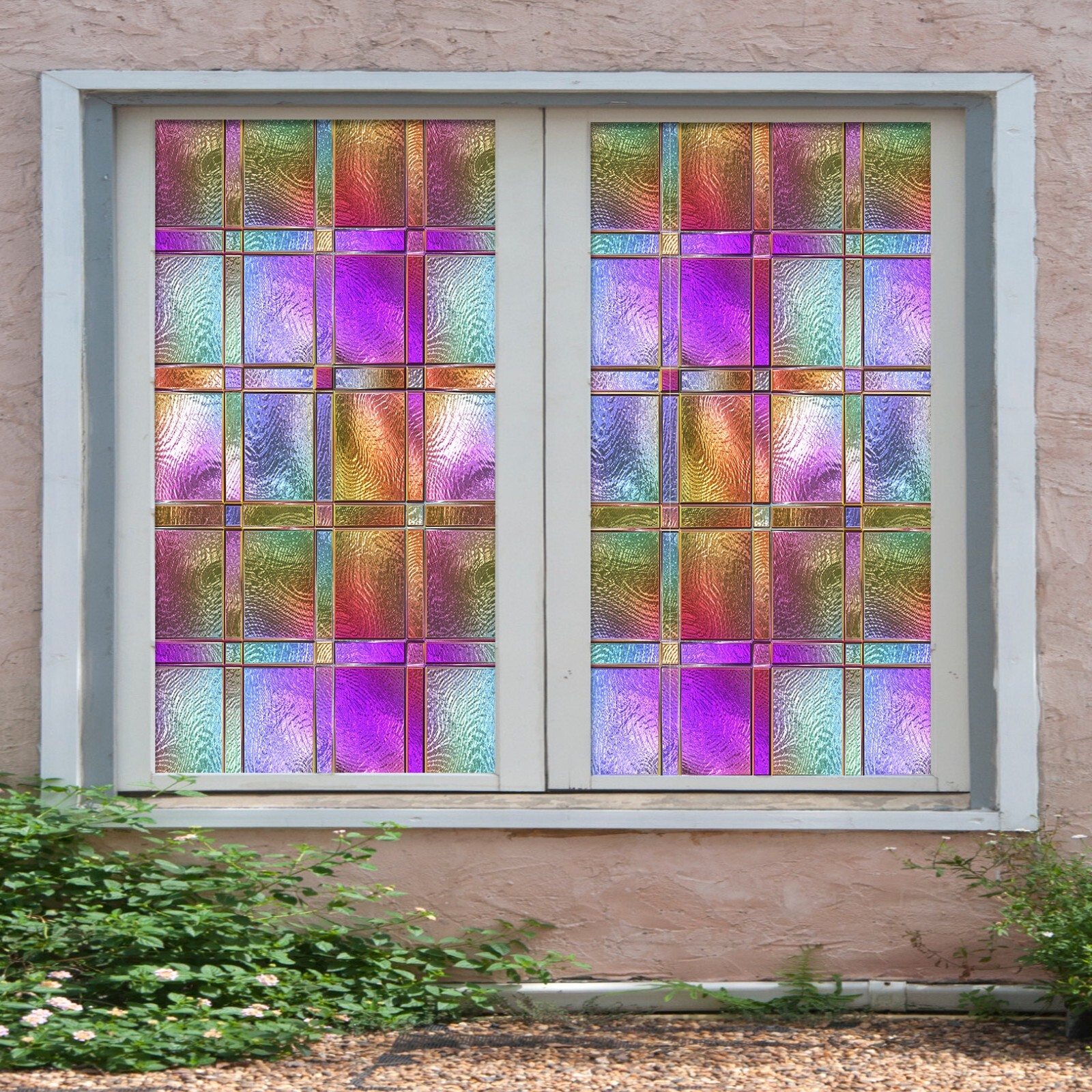 3D Square Grid A269 Window Film Print Sticker Cling Stained Glass UV Sinsin