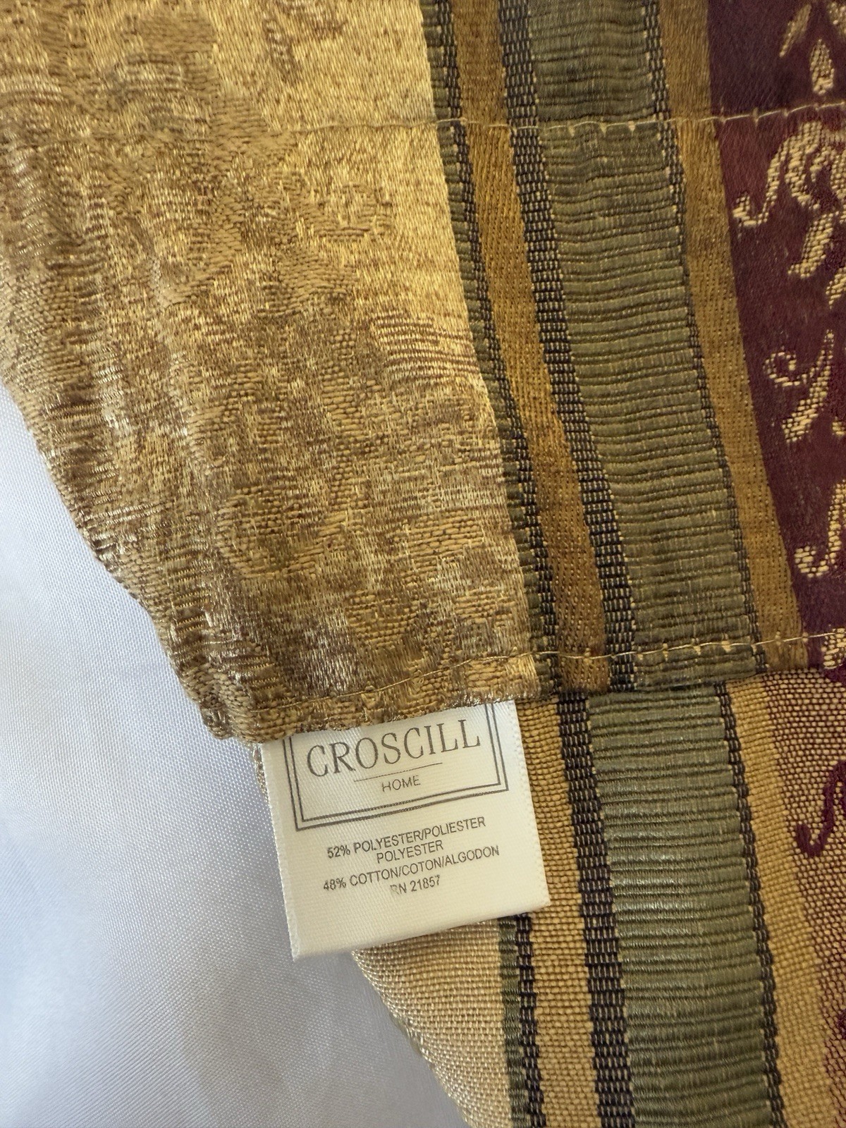 Croscill Townhouse Ascot Valances Stripe Burgundy Green Tassels Set Of 2