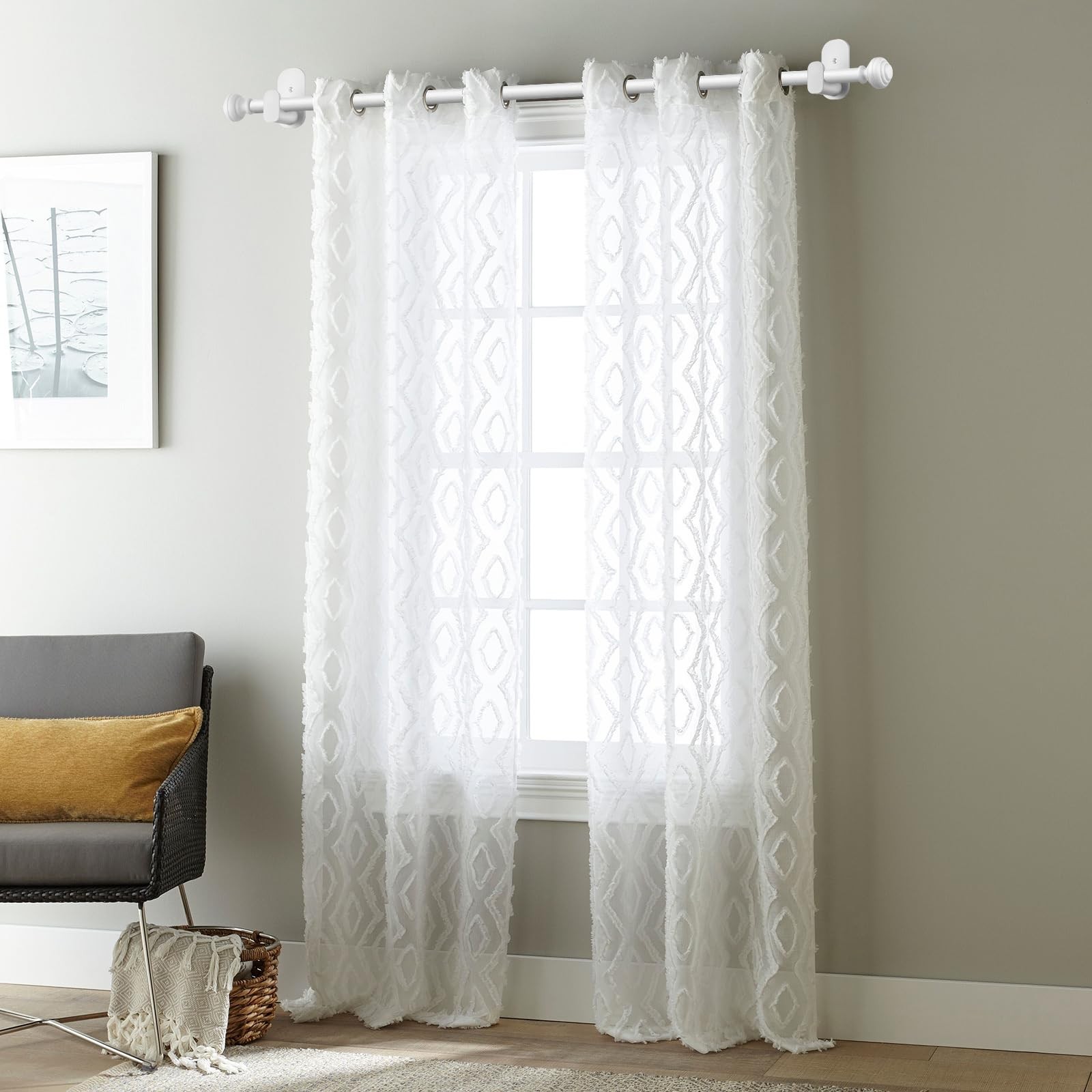 KAMANINA Curtain Rods No Drilling for Windows 32 to 86 Inches, 32-86″, White