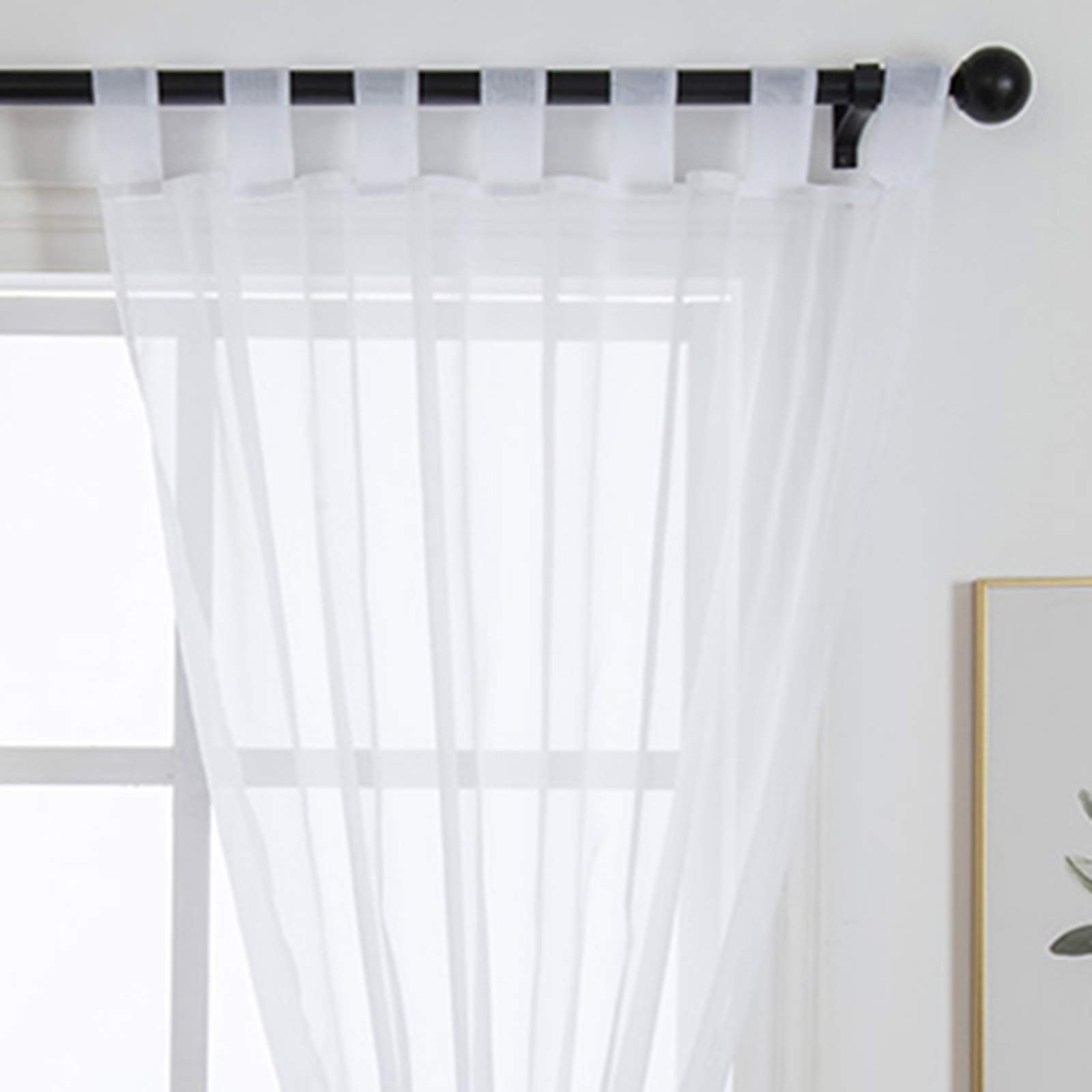 1 Panel Tab Top Sheer Drapery – Girls Room Sheer Voile Curtains – White 57(H)…