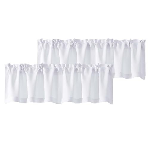 White Valances for Window, Light Filtering 60″W x 18″L (Pack of 2) Pure White