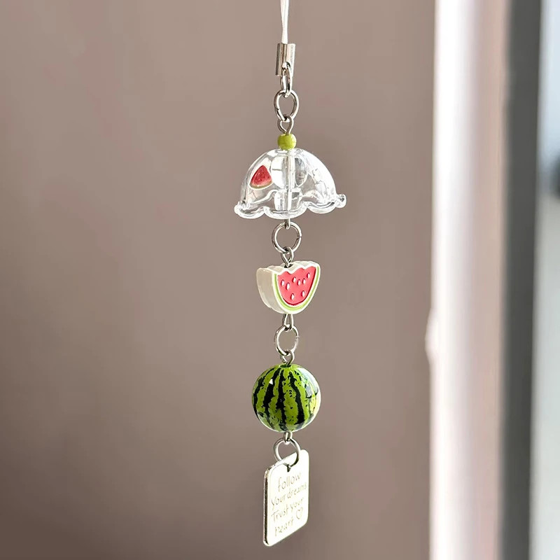 1Pcs Cute Wind Chime Pendant Transparent Mobile Phone Lanyard Keychain Kawaii De