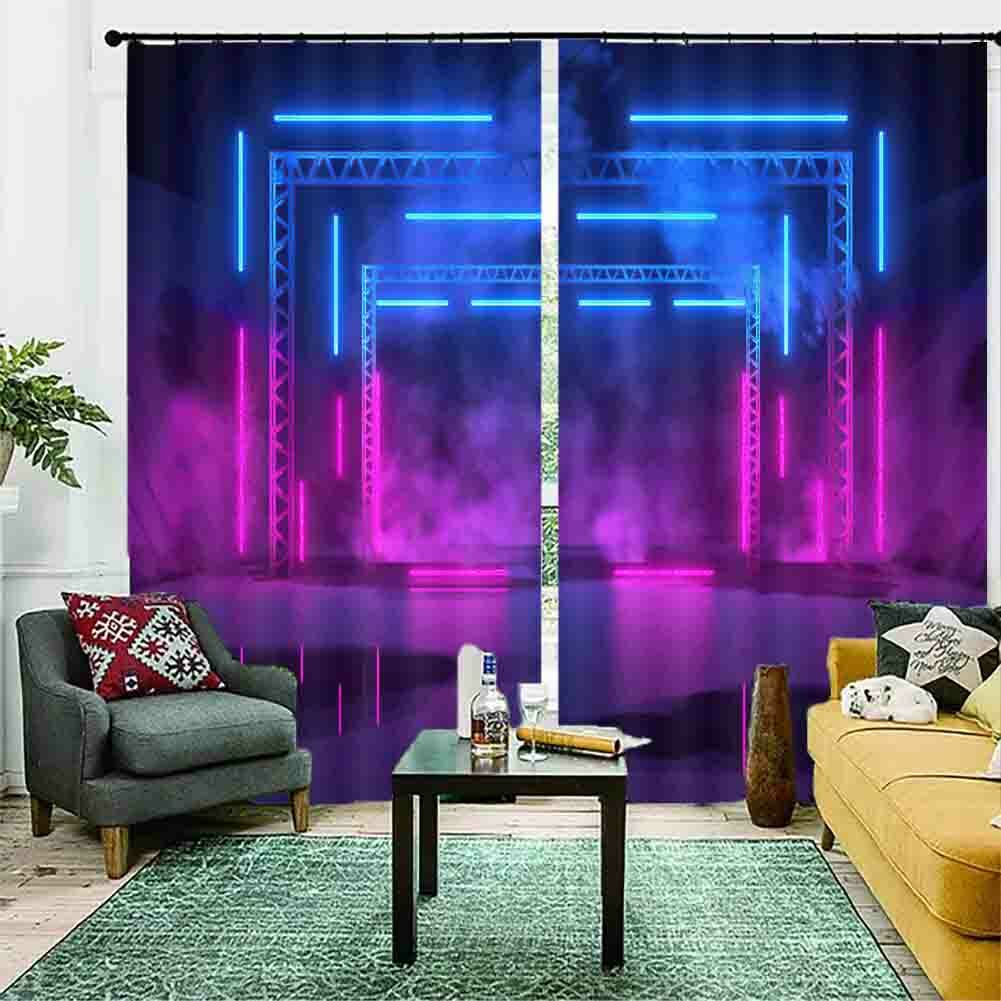 Rhythm Of Blue And Purple 3D Blockout Photo Print Curtain Fabric Curtains Window