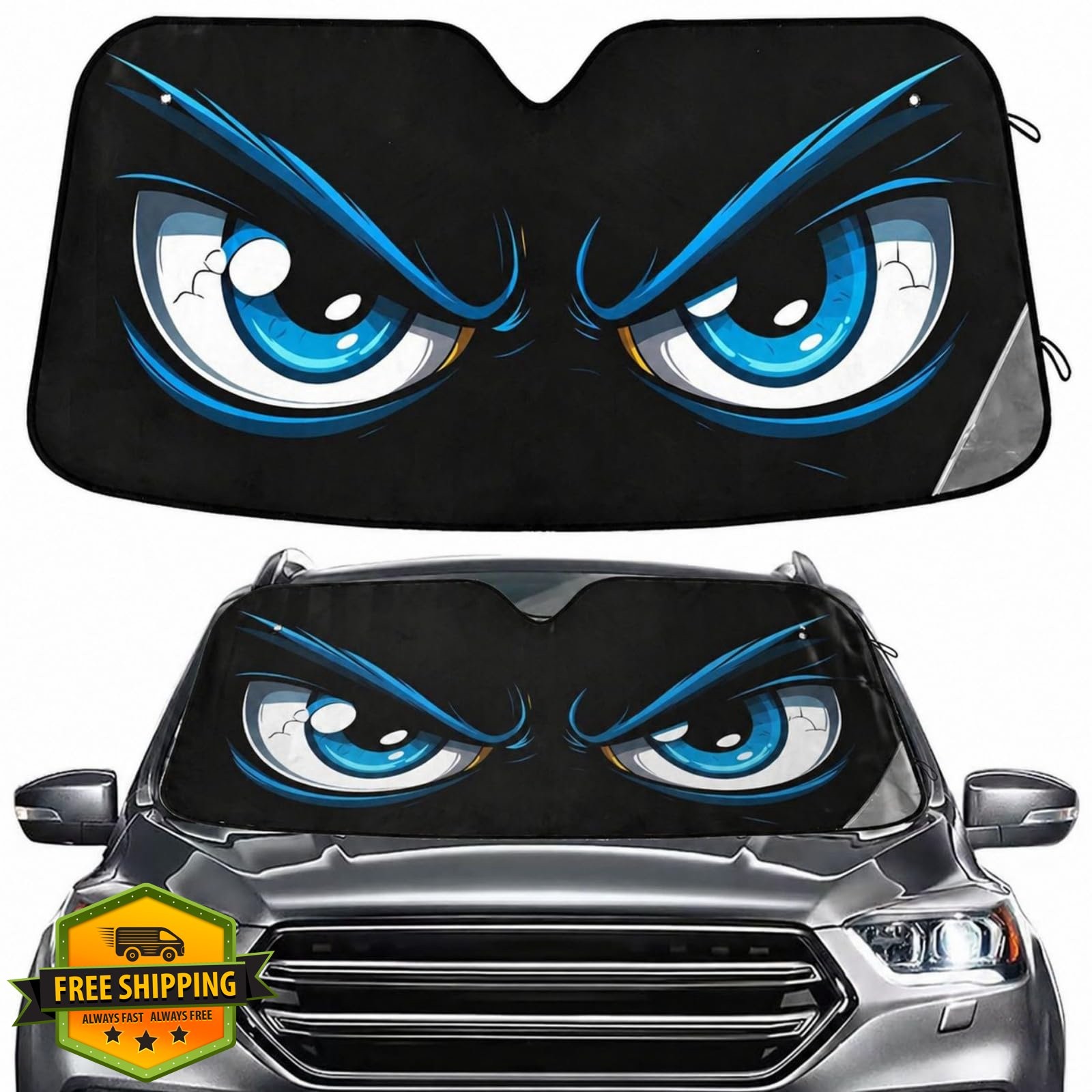 Evil Blue Eyes Windshield Sun Shade for Car Auto SUV Truck Foldable Front Win…