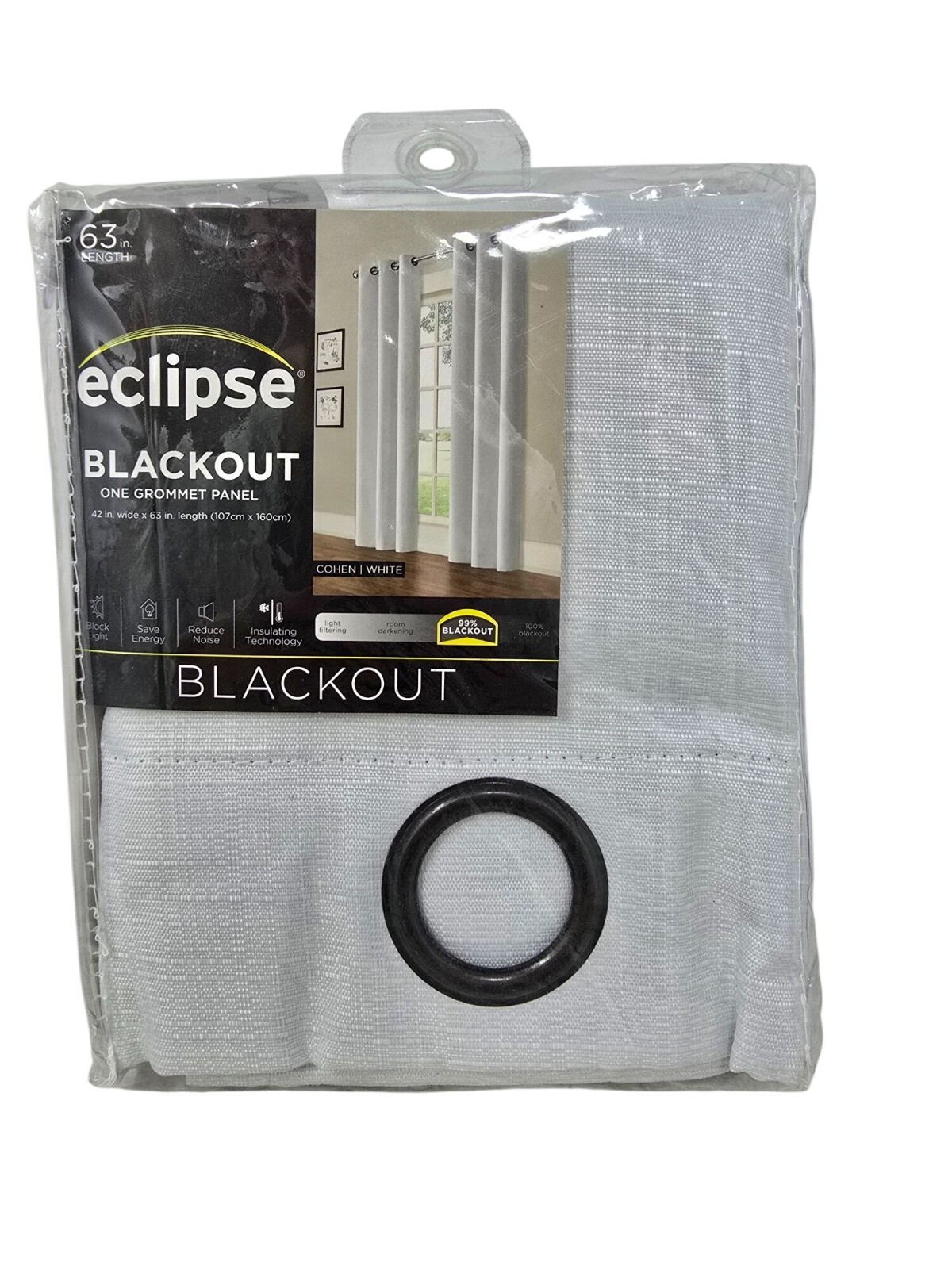 Eclipse Cohen Blackout Window Panel in White – 42 in. W X 63 in. L