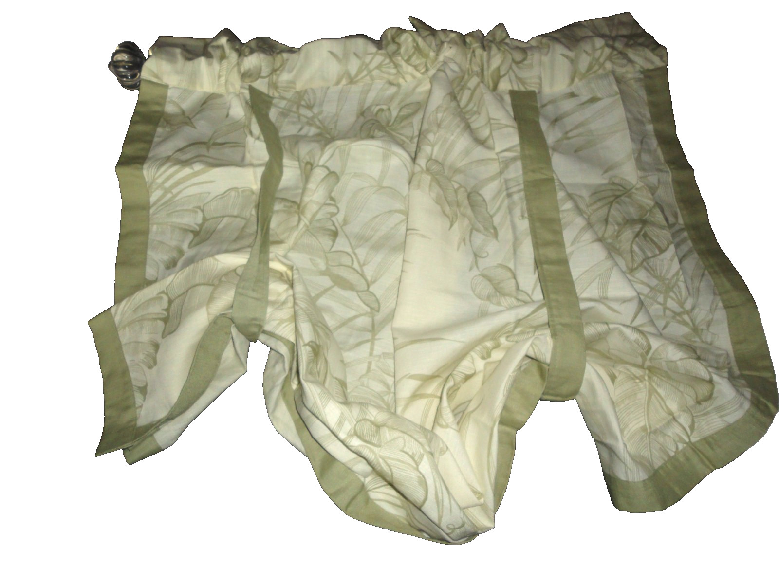 WAVERLY TROPICAL PARADISE GREEN LEAVES (1) TIE-UP VALANCE 45 X 45