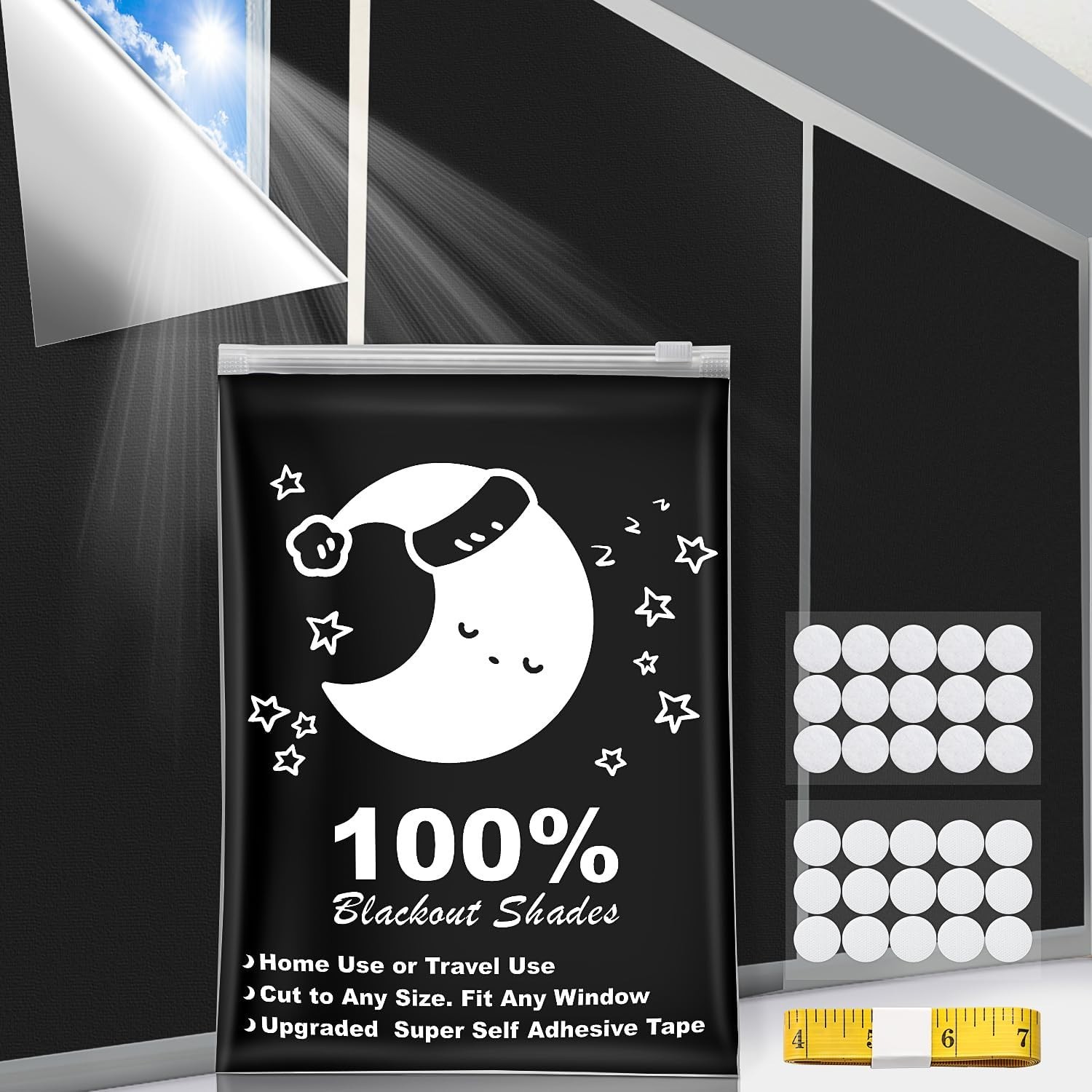Portable Blackout Curtains, 40 x 57/57x79Blackout Shades, 100% Portable Blackout